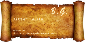 Bitter Gyula névjegykártya